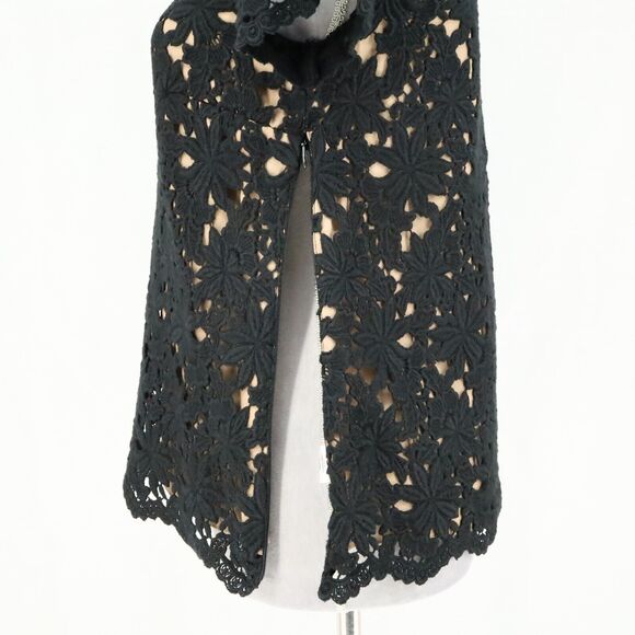 Talbots Top Petites 6P Black Lace Beige Lining Side Zip Blouse Dark Romantic - Picture 10 of 14